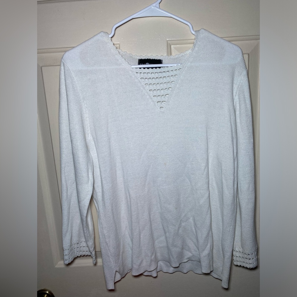 Sag Harbor Top Womens‎ Sweater Ivory Knit Casual